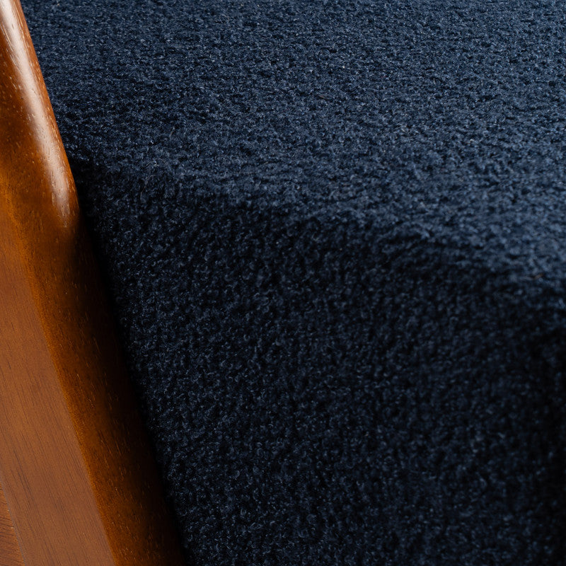 Navy Blue Boucle Flat Arms Chair